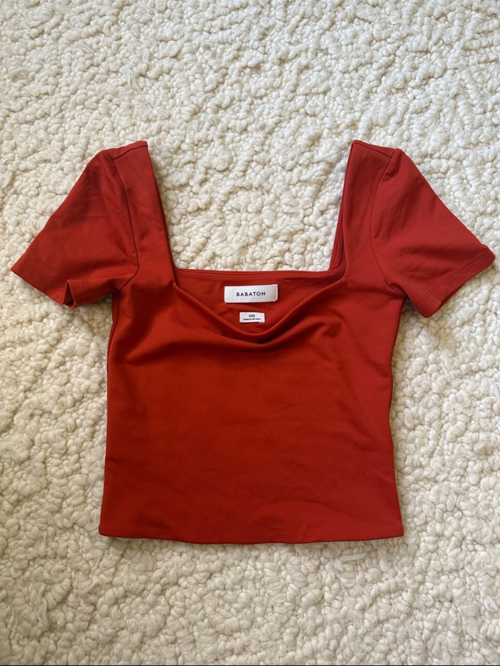 Aritzia Babaton Stretch Short Sleeve Crop  Top - Orange